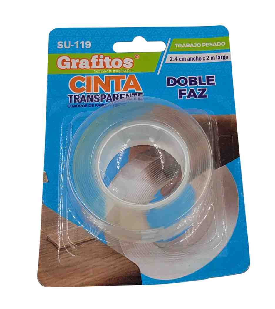 Cinta doble faz 2.4cm ancho x 2mt (SU-119)