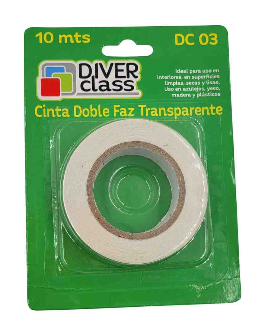 Cinta doble faz diver class transparente 18mm ancho x 10mt (DC-03)