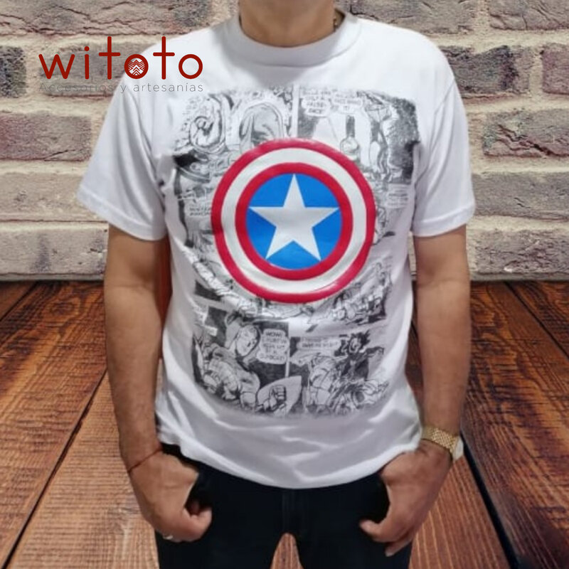 CAMISETA HOMBRE COMIC CAPITAN BLANCA