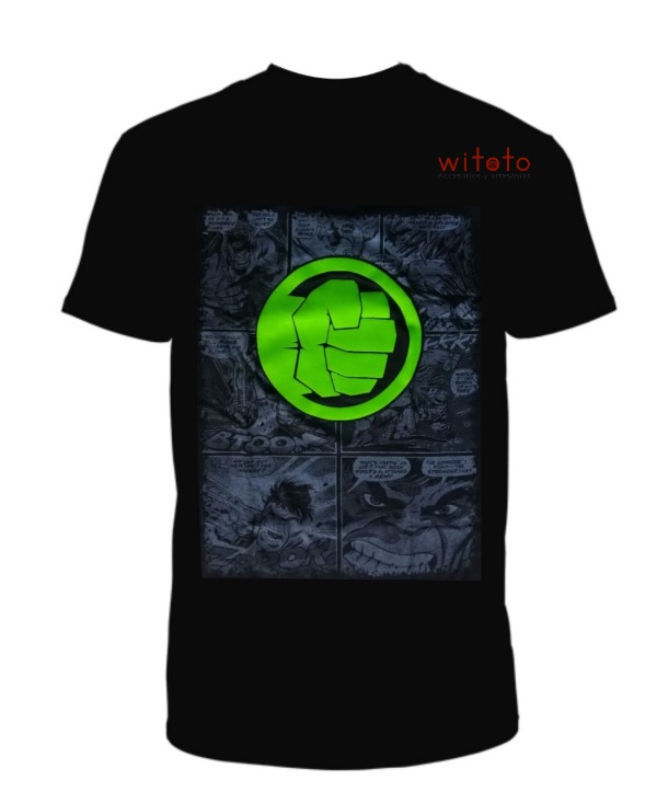 CAMISETA HOMBRE COMIC HULK NEGRA