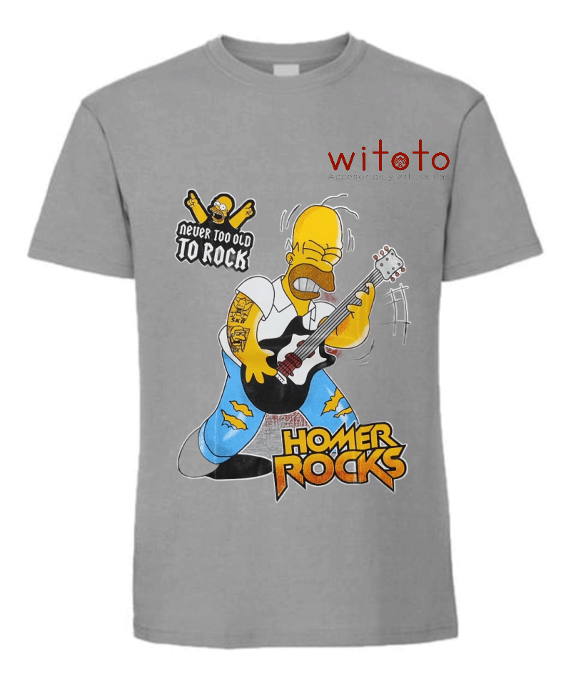 CAMISETA HOMBRE HOMERO ROCKS GRIS