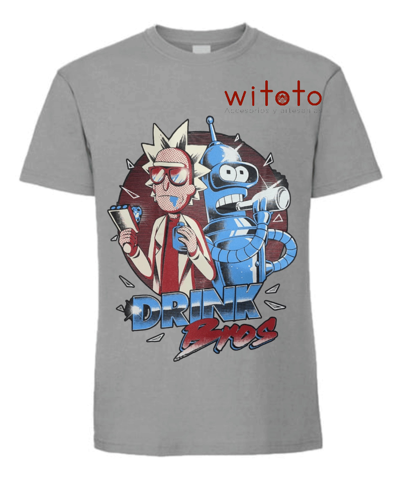 CAMISETA HOMBRE RICK DRINK BROS GRIS