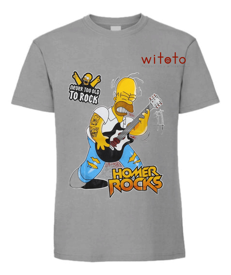 CAMISETA HOMBRE HOMERO TO ROCK GRIS