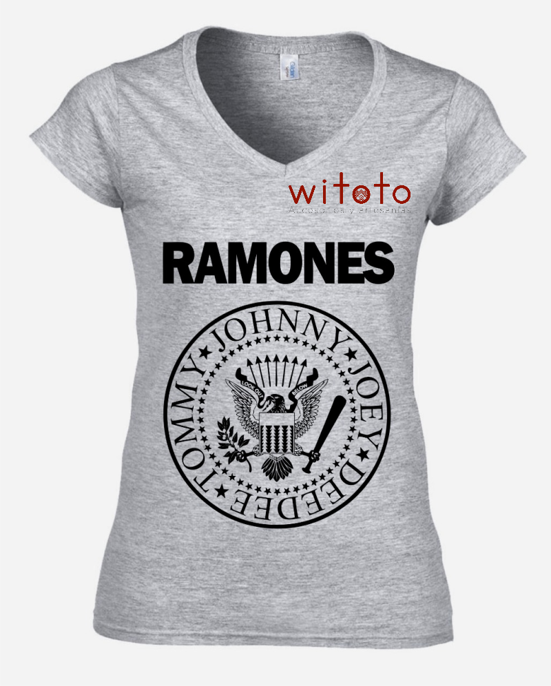 CAMISETA DAMA RAMONES GRIS