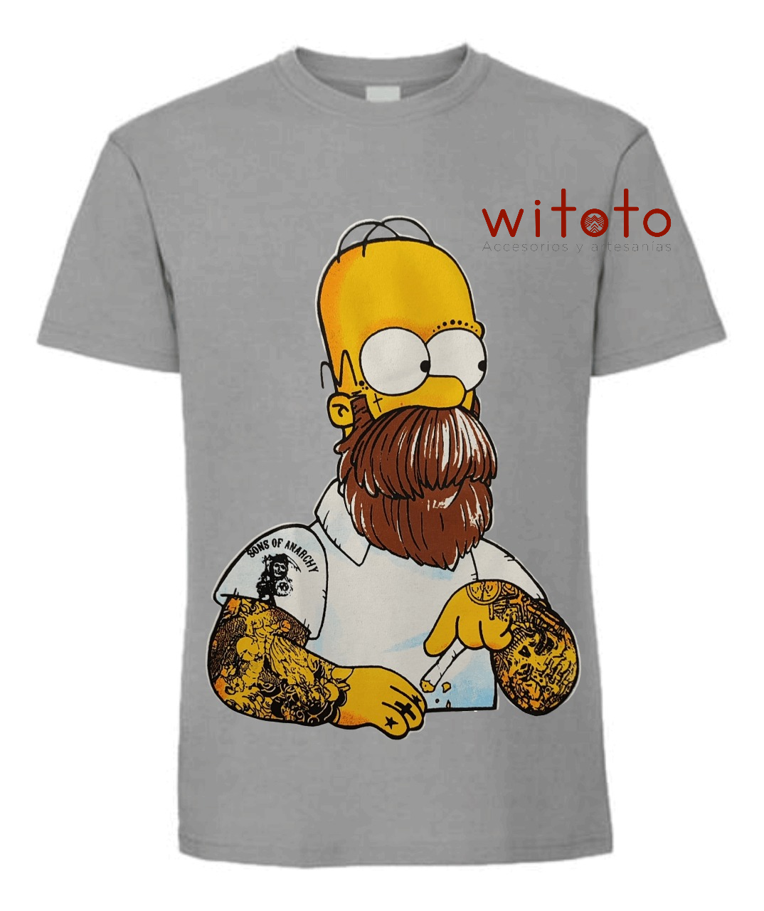 CAMISETA HOMBRE HOMERO ROCK GRIS