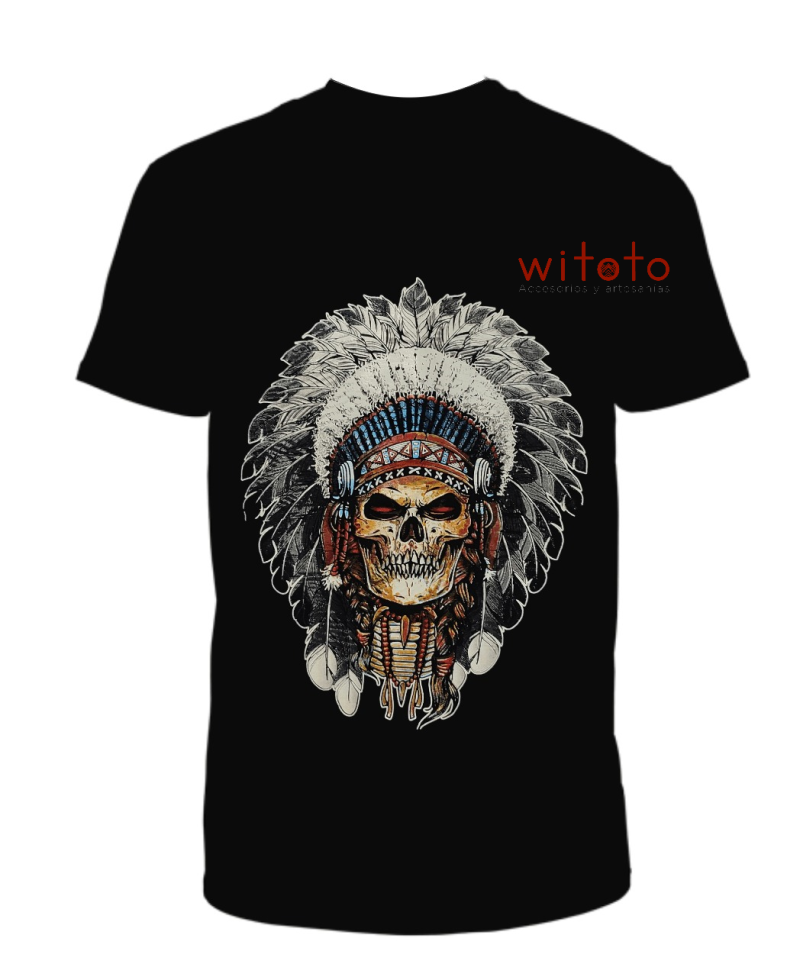 CAMISETA HOMBRE CALAVERA INDIO NATIVO