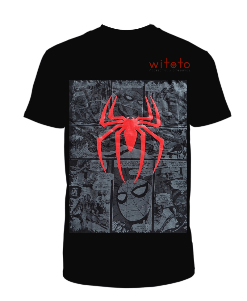 CAMISETA HOMBRE COMIC SPIDERMAN NEGRA