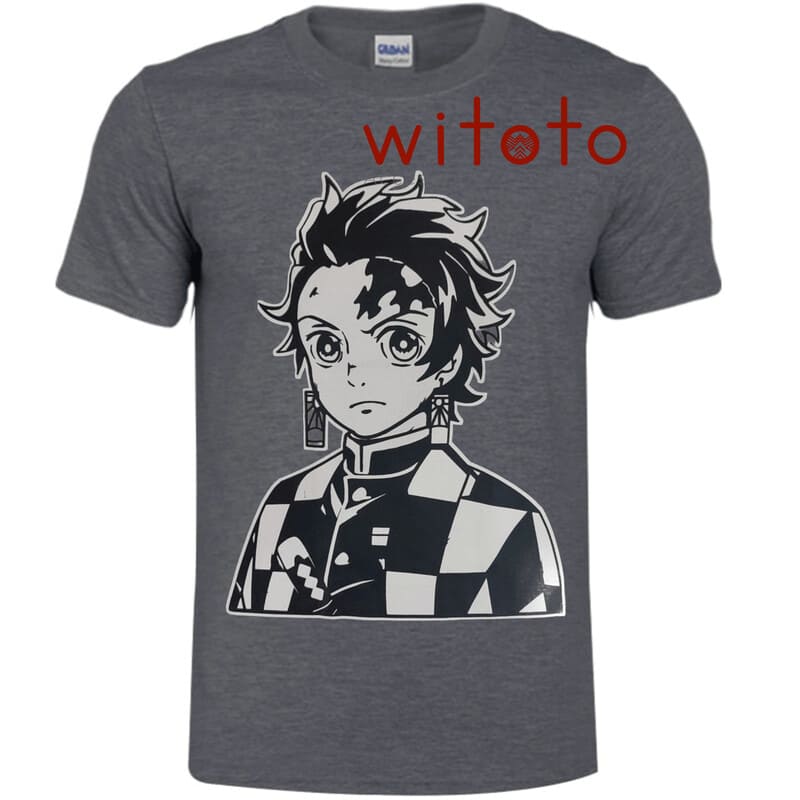 CAMISETA HOMBRE ANIME TANJIRO GRIS