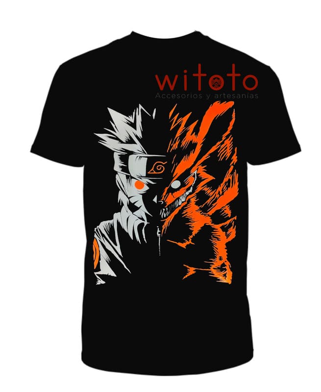 CAMISETA HOMBRE ANIME NARUTO KYUBI NEGRA