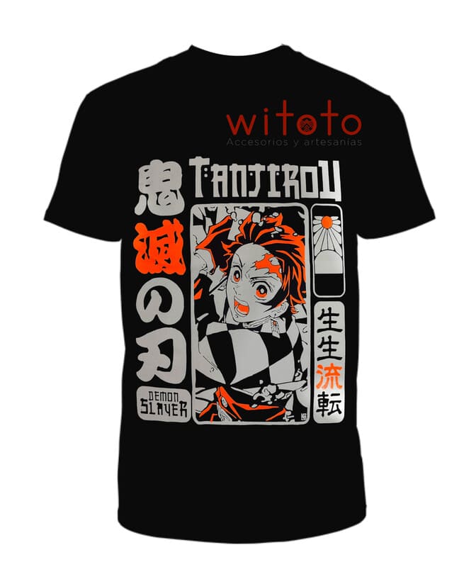 CAMISETA HOMBRE ANIME TANJIRO NEGRA 2