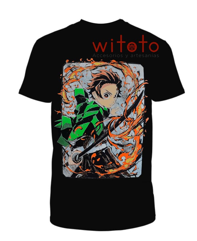 CAMISETA HOMBRE ANIME TANJIRO NEGRA