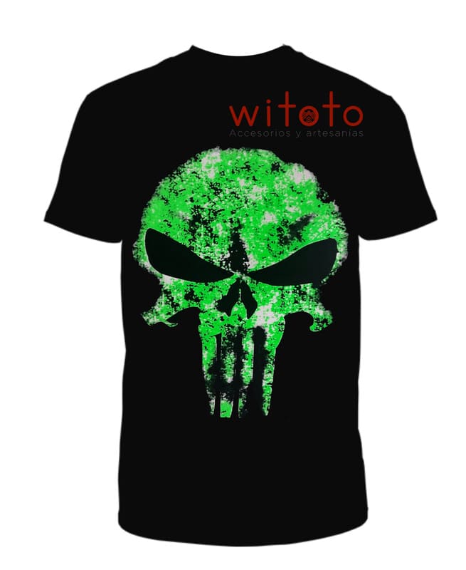 CAMISETA HOMBRE THE PUNISHER LOGO VERDE