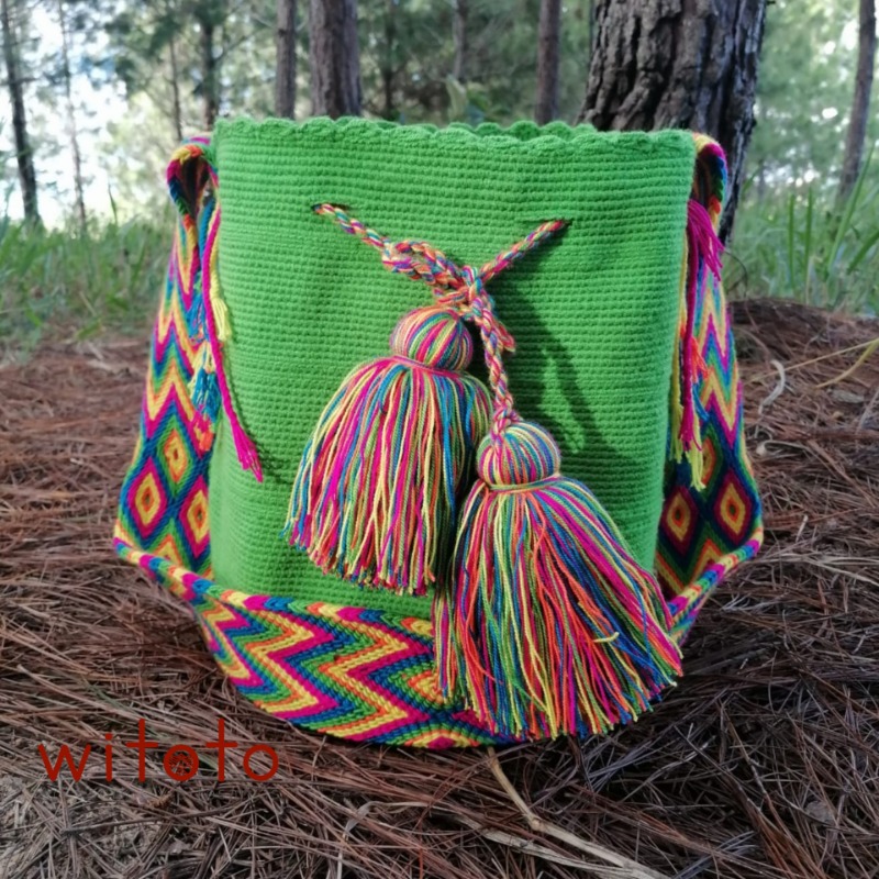 MOCHILA WAYUU VERDE LIMON 1