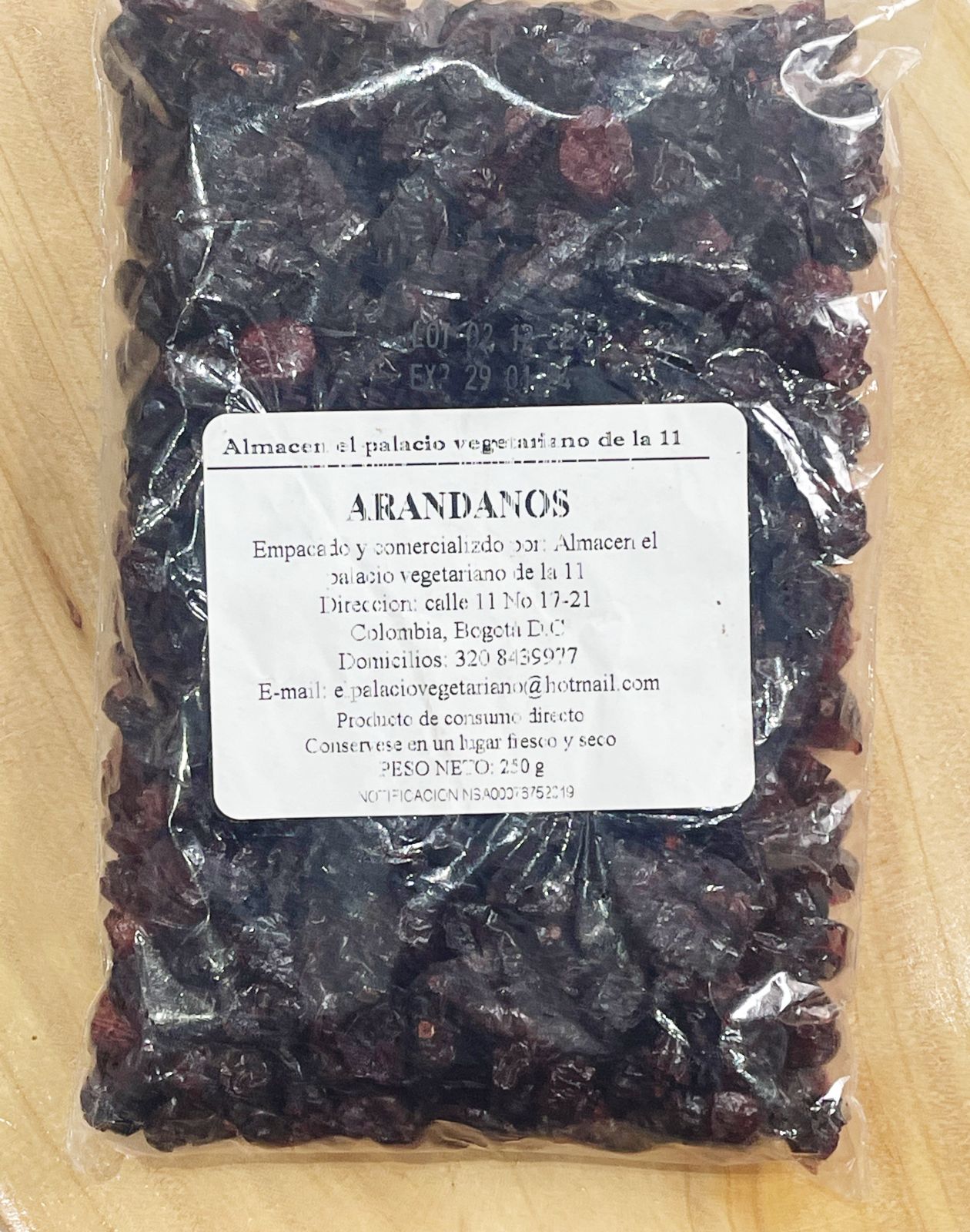 ARANDANOS DESHIDRATADOS X 250GR- EL PALACIO VEG 