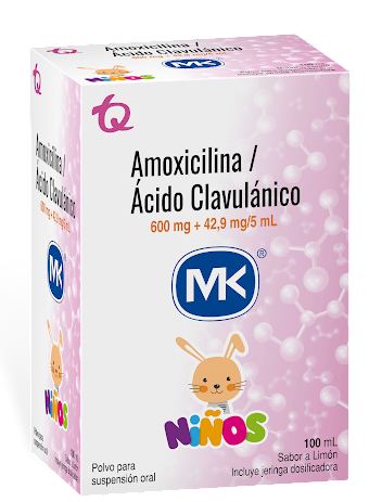 AMOXICILINA + ACIDO CLAVULANICO 600MG + 42,9 mg SUSPENSIÓN X 100 ml MK