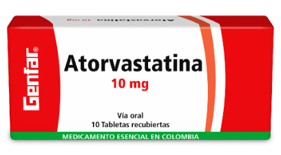 ATORVASTATINA 10 mg CAJA X 10 TABLETAS GENFAR