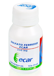 SULFATO FERROSO 200 mg X 10O TABLETAS ECAR
