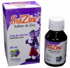SUL ZINC 2 mg  SOLUCIÓN ORAL  ORAL X 80 ml