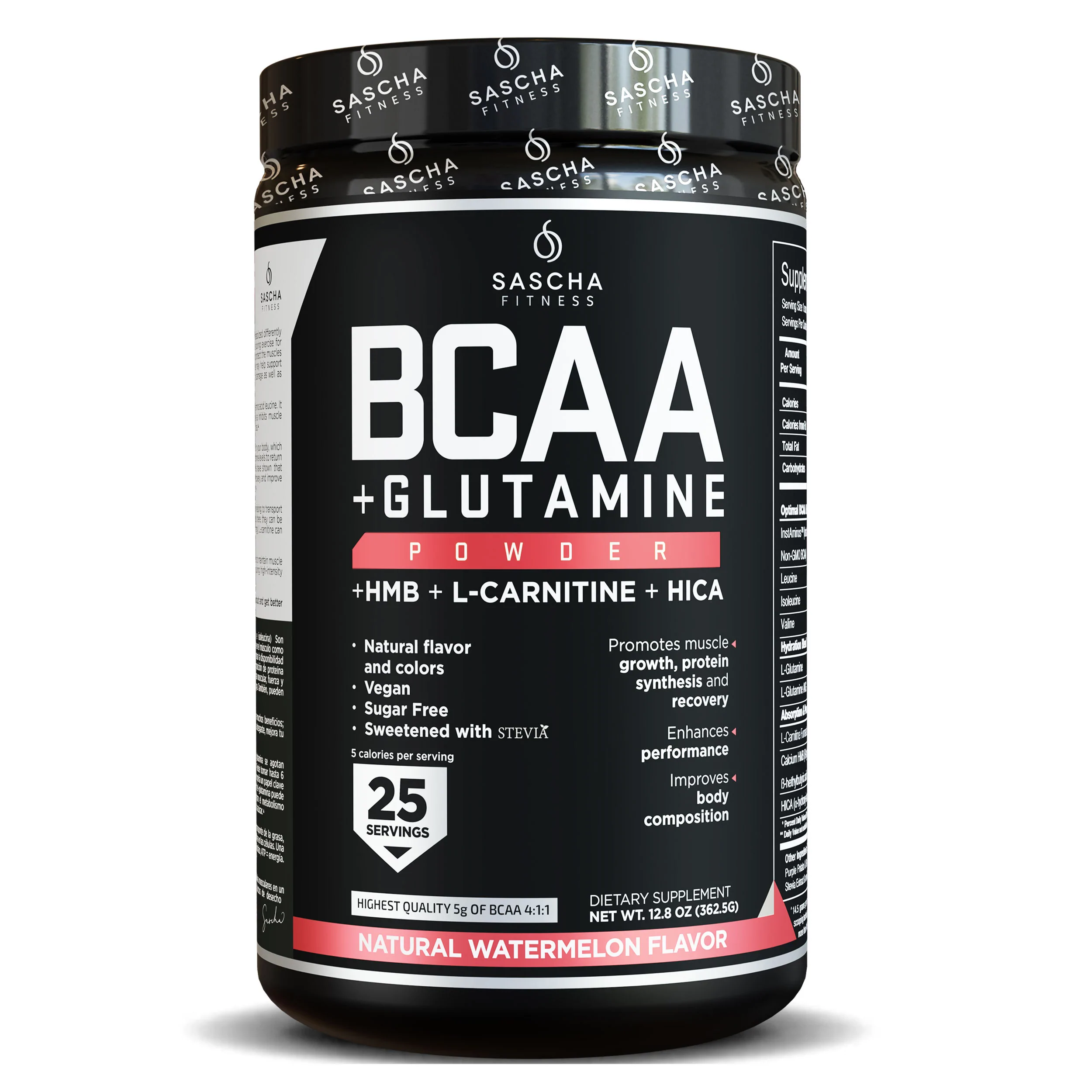 BCAA + GLUTAMINE 25 SERVICIOS WATERMELON– SASCHA FITNESS