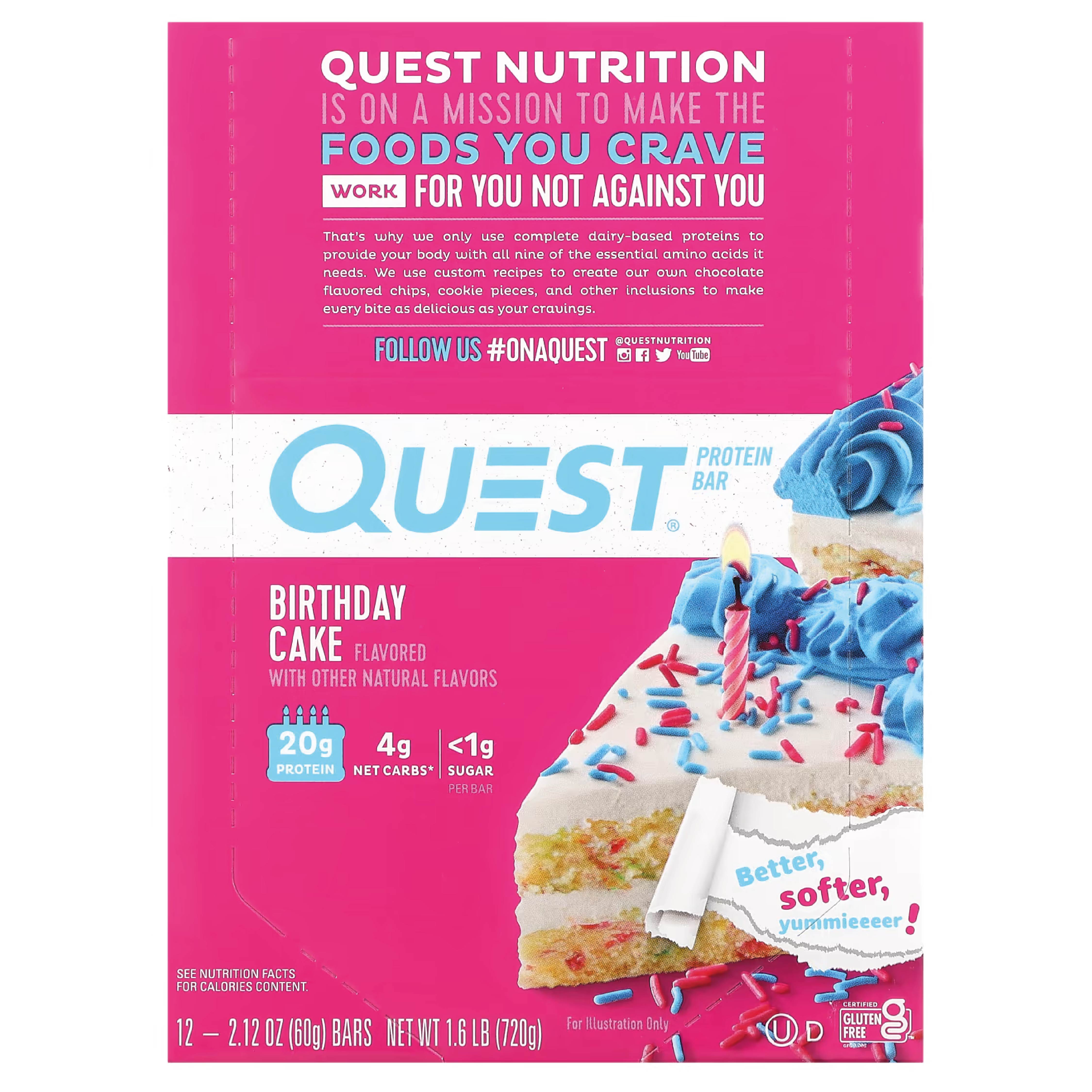 CAJA X 12 BARRAS DE PROTEÍNA BIRTHDAY – QUEST