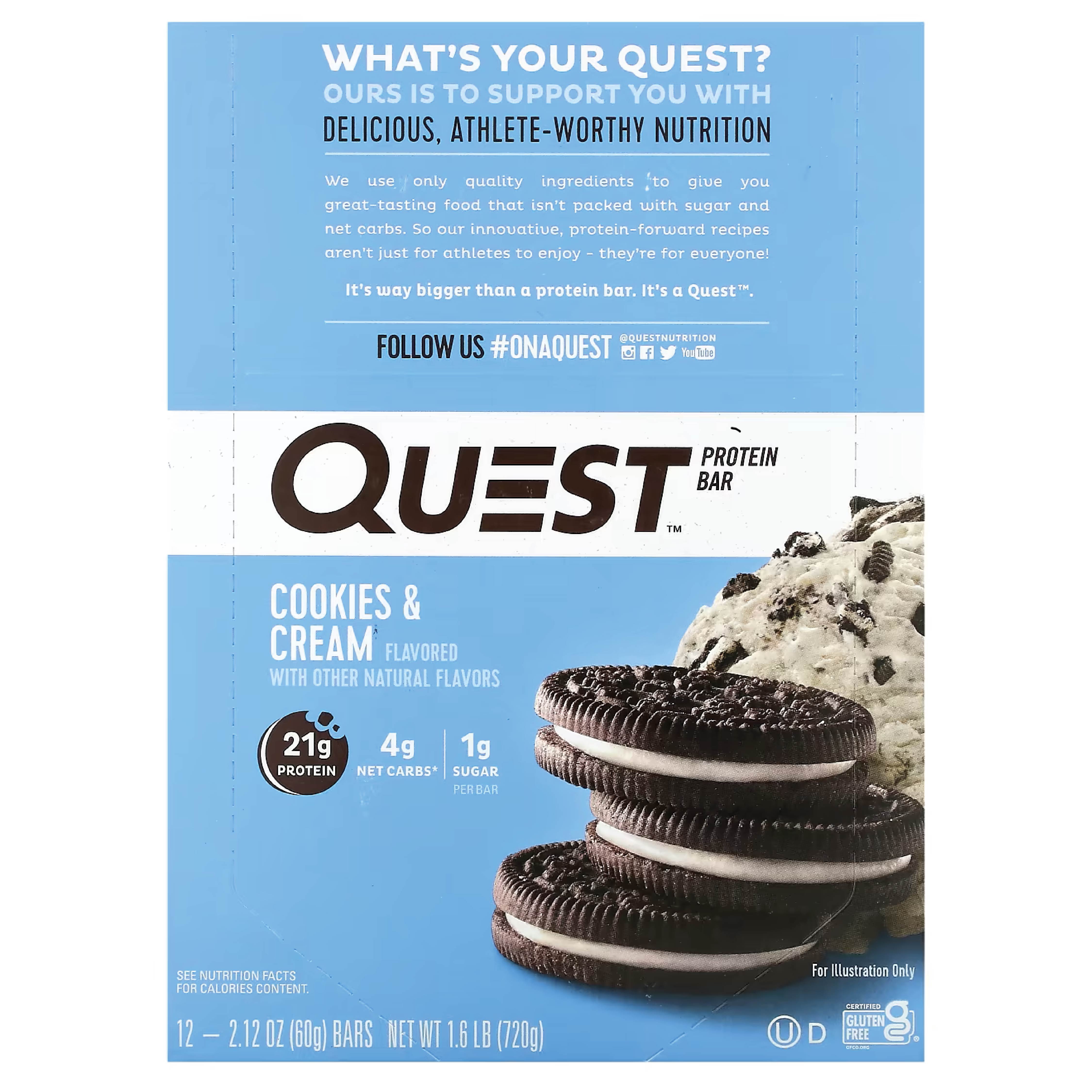 CAJA X 12 BARRAS DE PROTEÍNA COOKIES AND CREAM - QUEST