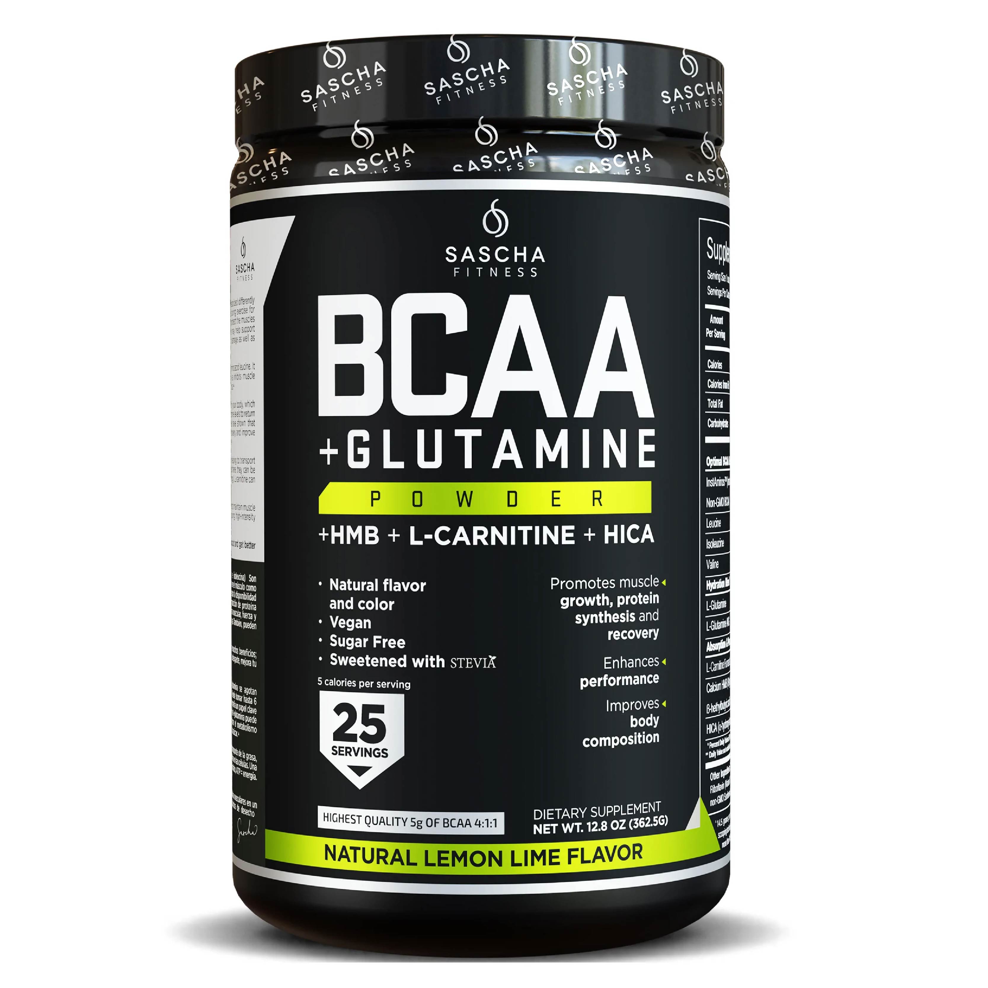 BCAA + GLUTAMINE 25 SERVICIOS LIMON – SASCHA FITNESS