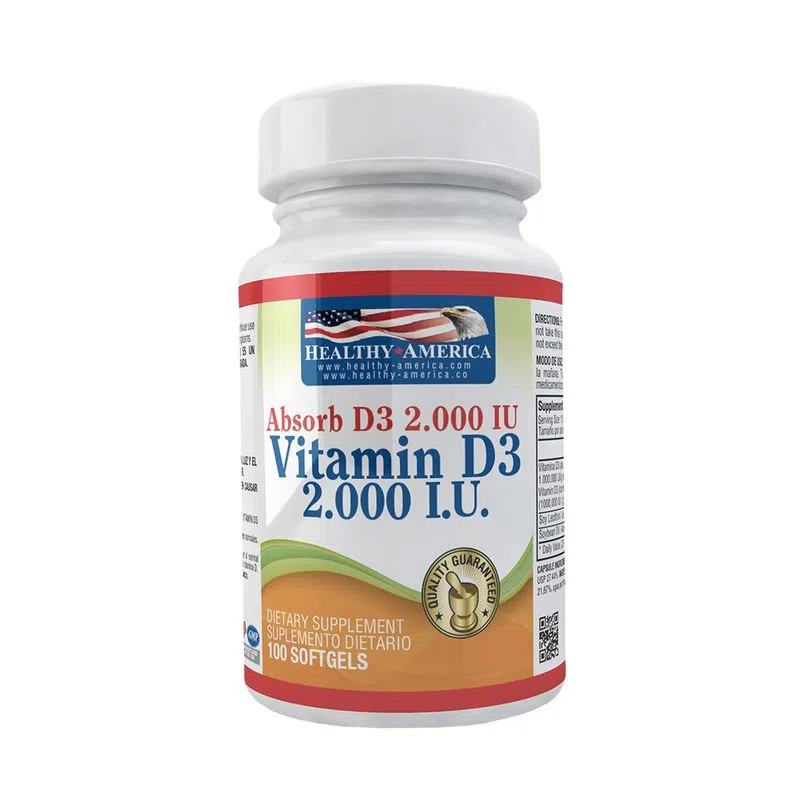 VITAMINA D3 2000 I.U. 100 SOFTGELS - HEALTHY AMERICA