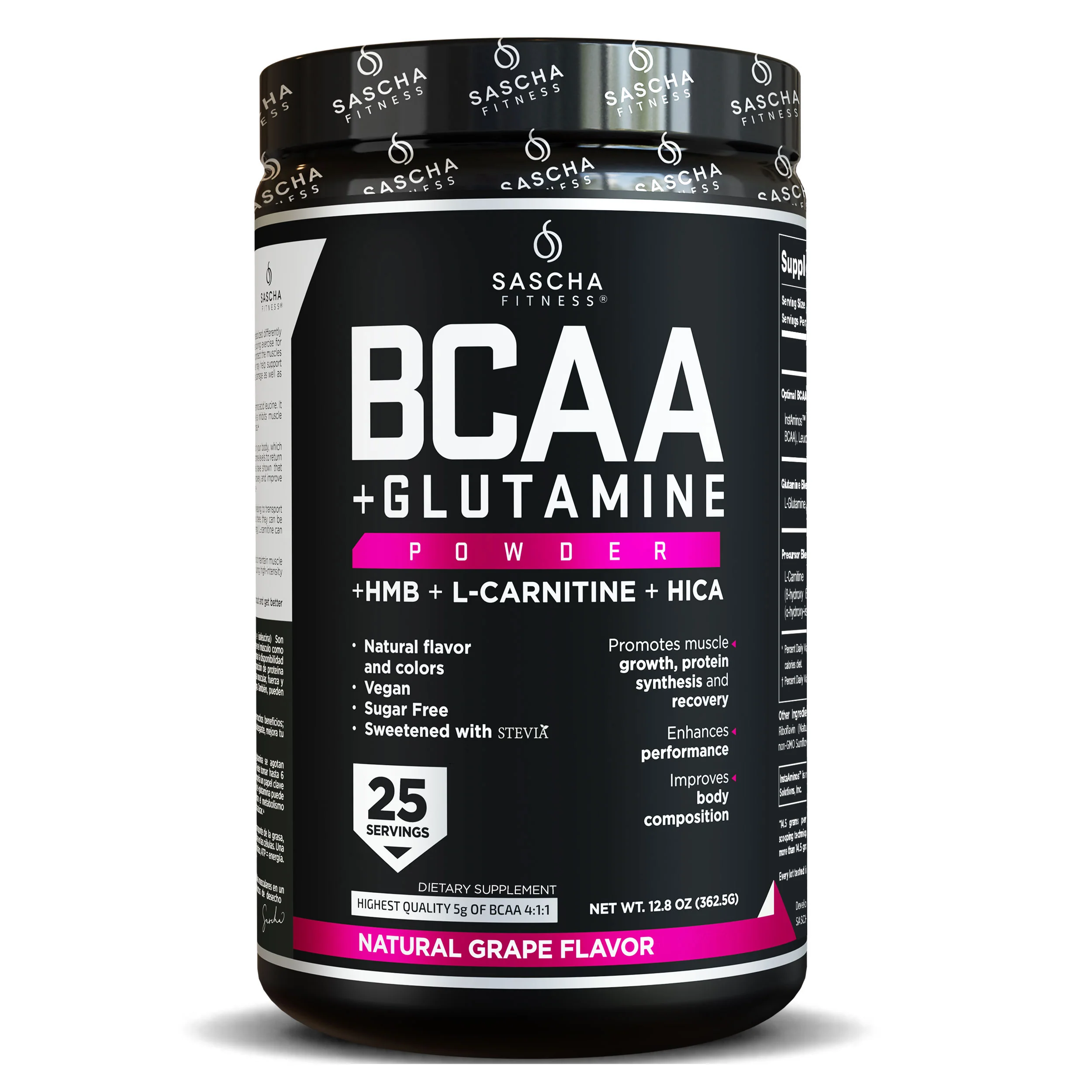 BCAA + GLUTAMINE 25 SERVICIOS UVA – SASCHA FITNESS