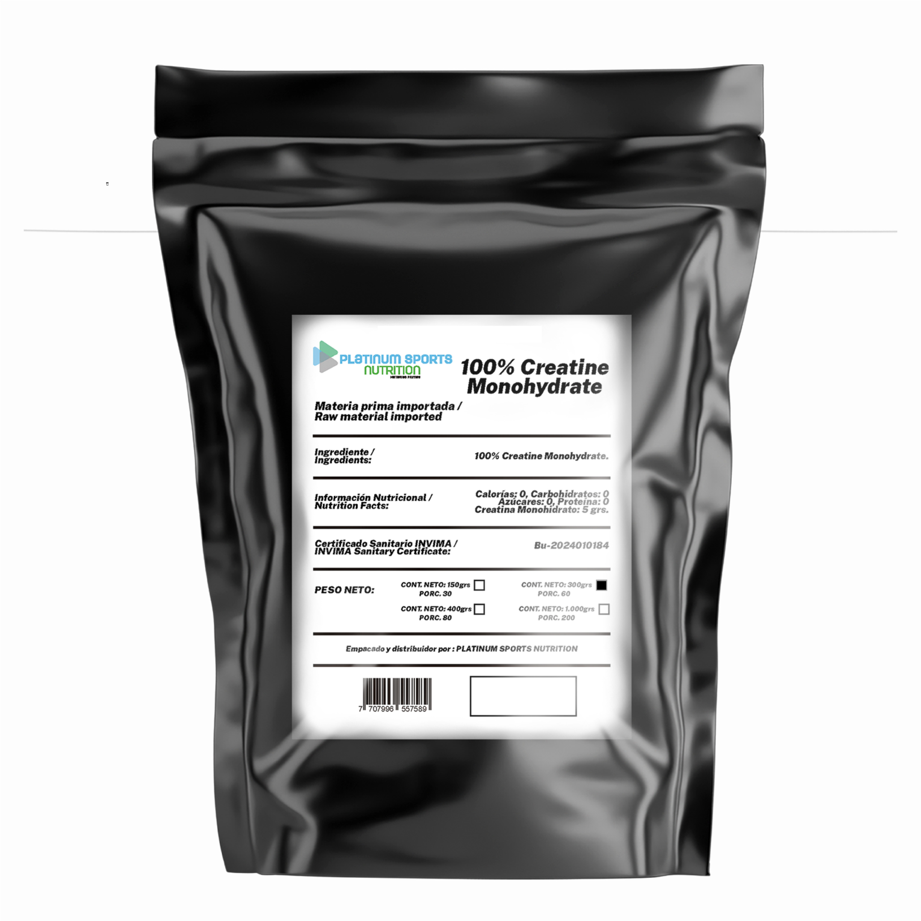 Creatine Monohydrate (Creatina Monohidratada) 300 grs - 60 Servicios