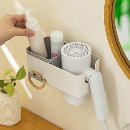  hicorfe Soporte para secador de pelo de baño, soporte para  herramientas para el cuidado del cabello, soporte de pared (blanco : Hogar  y Cocina