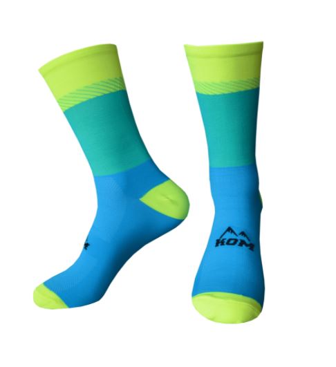 MEDIAS KOM AZUL CON NEON VERDE PREMIUM