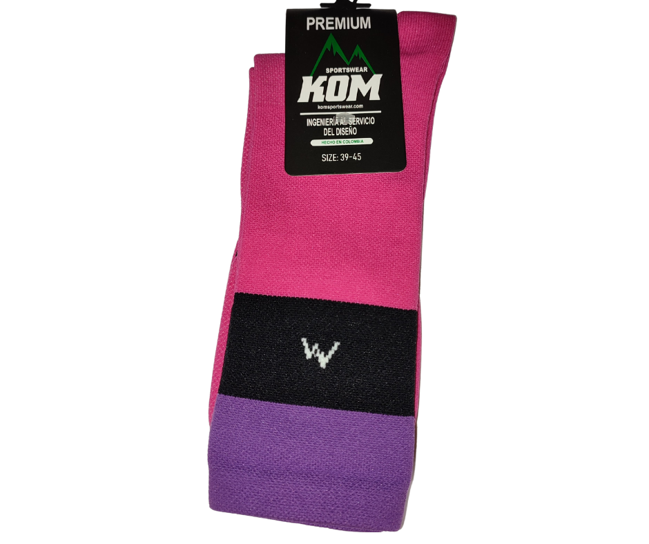 MEDIA KOM FUCSIA CON MORADO Y NEGRO PREMIUM