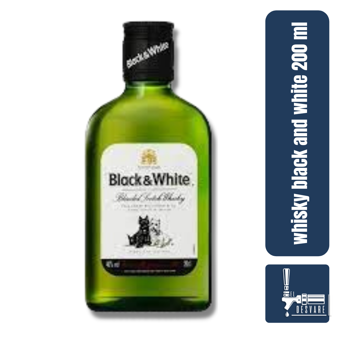 WHSKY BLACK & WHITE VIDRIO 200ML