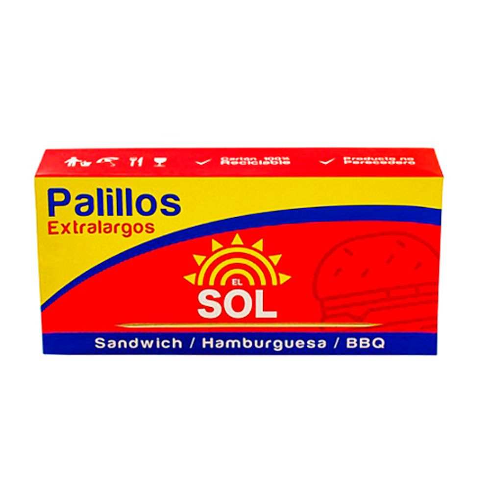 Palillos Extralargo Hamburguesa 125und El Sol