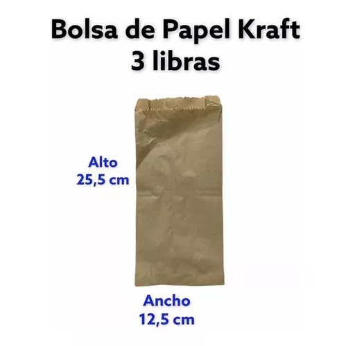 Bolsa de Papel Kraft 3 Libra 100und