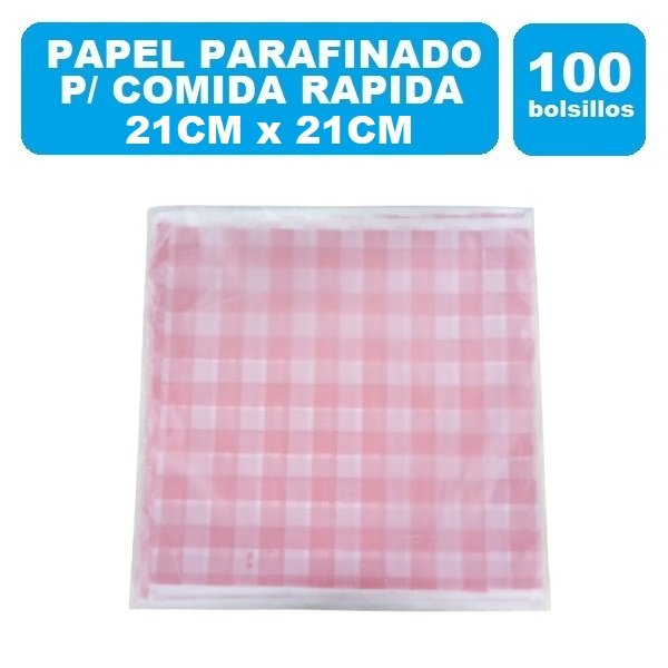 Papel Parafinado Lamina 21x21cm Cuadros Rojos