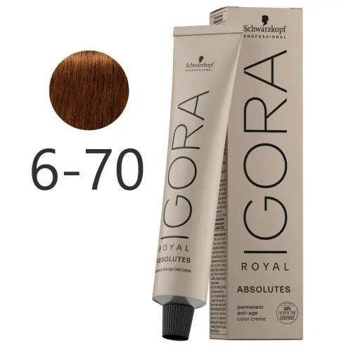 Igora Royal Absolutes 60 ml  (6-70) + 2 Loción activadora de 30ml + Guantes platicos