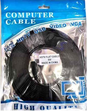 Cable Hdmi 5m Full  Hd Y 1080P/3D 1.4V Plano Negro