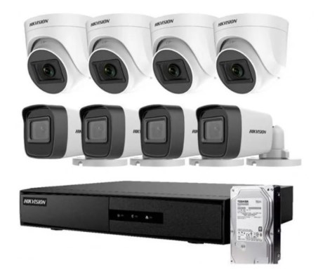 KIT 8CH HIKVISION 2MP DVR-M1 8BULLET + 1TB VIDEO HIKVISION