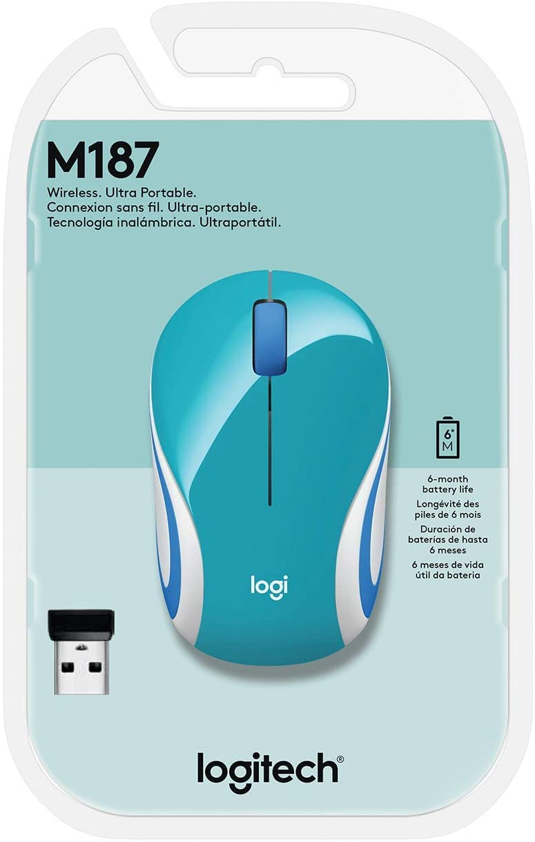 MOUSE INALAMBRICO LOGITECH M187  CELESTE