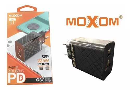 CAJA DE CARGA RAPIDA MOXOM USB/TIPOC