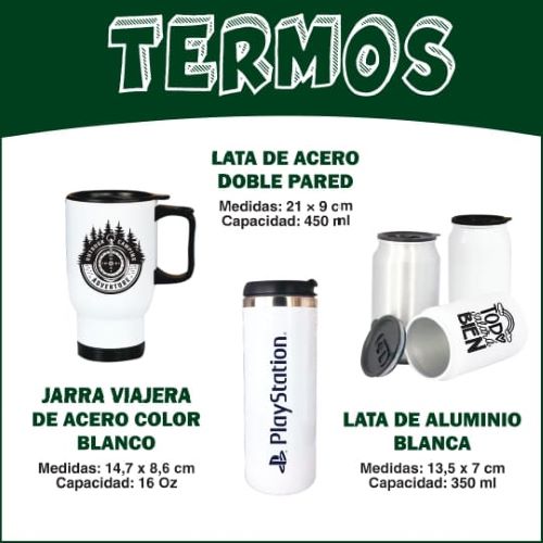 Termos Aluminio Jarra Viajera/Lata de Pared/Lata Blanca