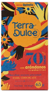 Chocolate al 70% Arándanos 65gr Terradulce