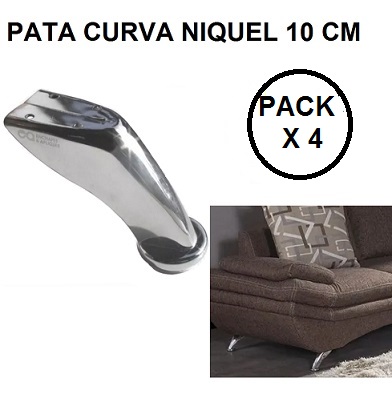 Pata Sofa Curva Niquel 10 Cm Pack x 4 Und