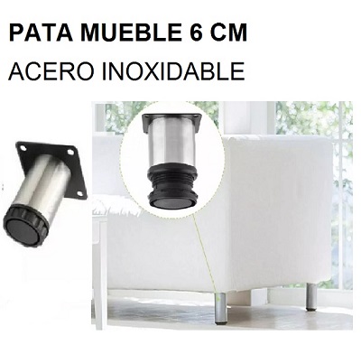 Pata Mueble 6 cm acero Inoxidable (Pack x 4 Und)