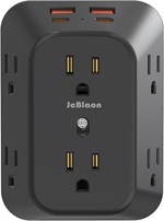 Multienchufe De Pared 1050j De 6 Salidas Jcblaon Negro 125