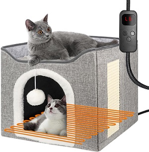 Cama Térmica Para Gatos De Interior Plegable Y Calefacción Gris Calefacción