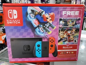 Nintendo Switch Usada + Mario Kart Deluxe + 3 Meses Nintendo Rojo Neón/azul Neón/negro (Usado)