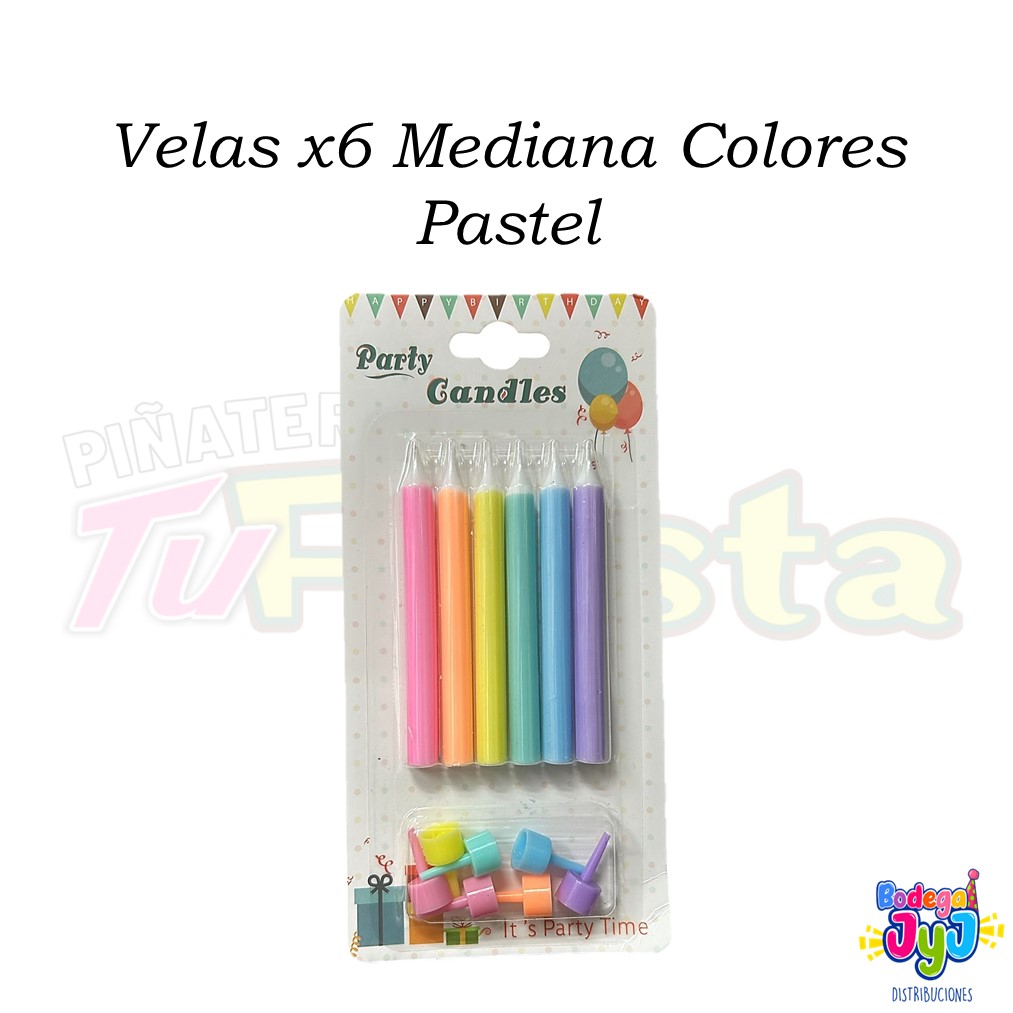 VELAS X6 MEDIANA COLORES PASTEL