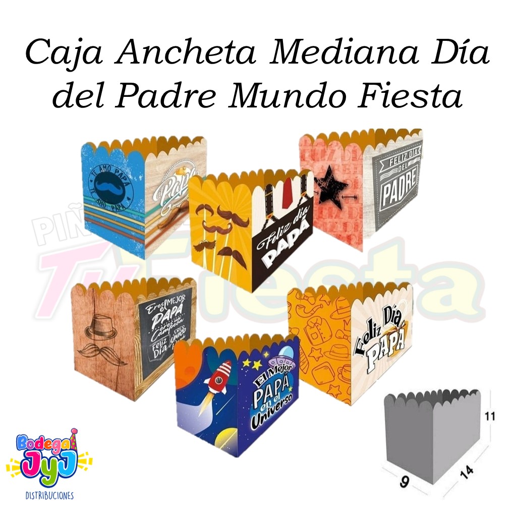 CAJA ANCHETA MEDIANA DÍA DEL PADRE MUNDO FIESTA